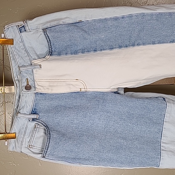 PacSun Two-Tone Mom Jeans Y2K Retro 90s Style Size 27 Patchwork 100% Cotton - Picture 3 of 12